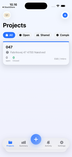 The project list in Capture Snagging & Walk-Downs